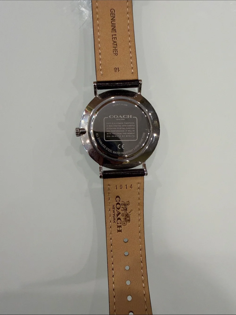 Coach Black Leather Strap Watch Hands need battery